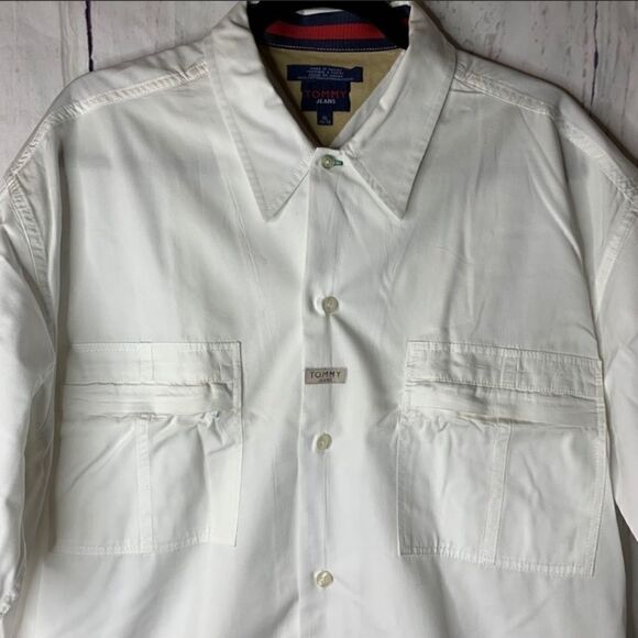 Rare VTG. Tommy Hilfiger 90’s Zipper Pockets Shirt XL - Picture 2 of 8